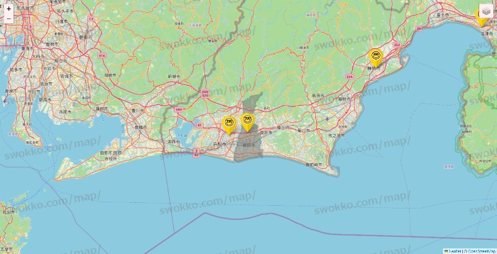 静岡県のサンキューマートの店舗地図