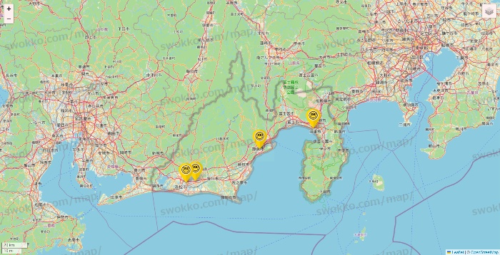静岡県のサンキューマートの店舗地図