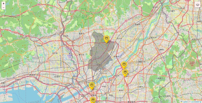 大阪府のサンキューマートの店舗地図