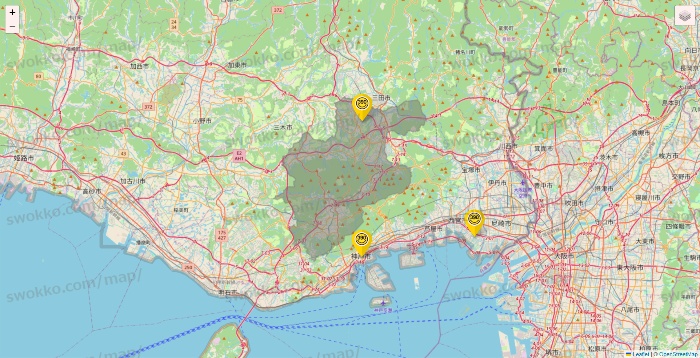 兵庫県のサンキューマートの店舗地図