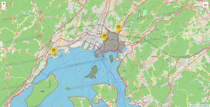 広島県のサンキューマートの店舗地図