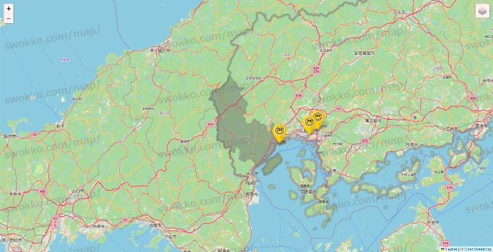 広島県のサンキューマートの店舗地図