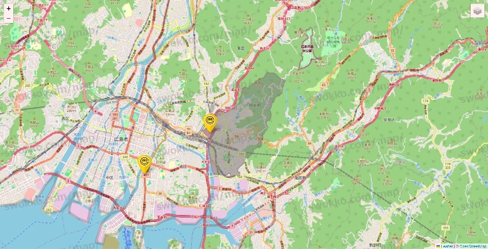 広島県のサンキューマートの店舗地図