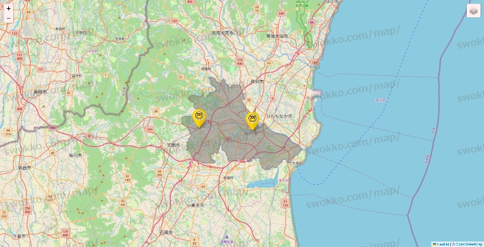 茨城県のサンキューマートの店舗地図