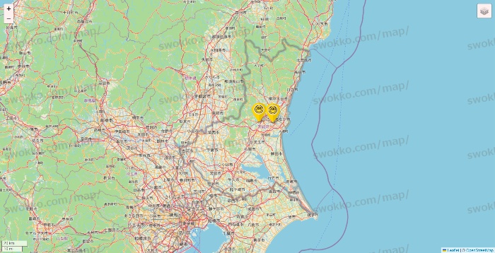 茨城県のサンキューマートの店舗地図