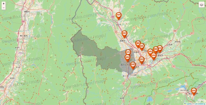 山梨県のザ・ビッグの店舗地図