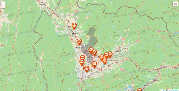 山梨県のザ・ビッグの店舗地図