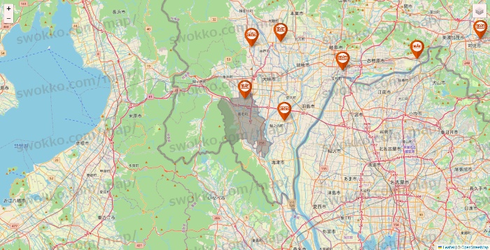 岐阜県のザ・ビッグの店舗地図