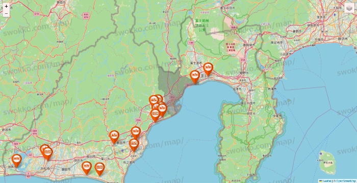 静岡県のザ・ビッグの店舗地図