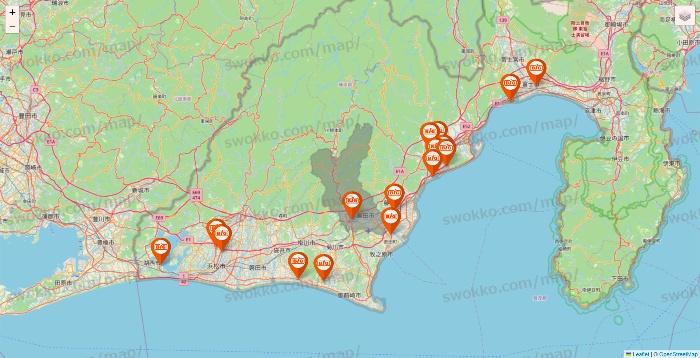 静岡県のザ・ビッグの店舗地図