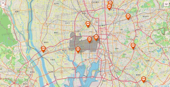 愛知県のザ・ビッグの店舗地図