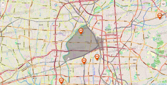 愛知県のザ・ビッグの店舗地図
