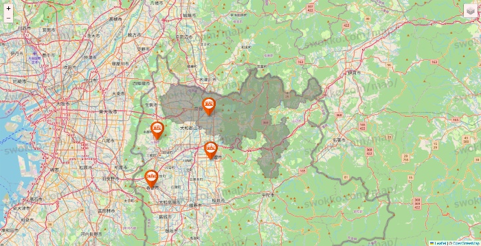 奈良県のザ・ビッグの店舗地図