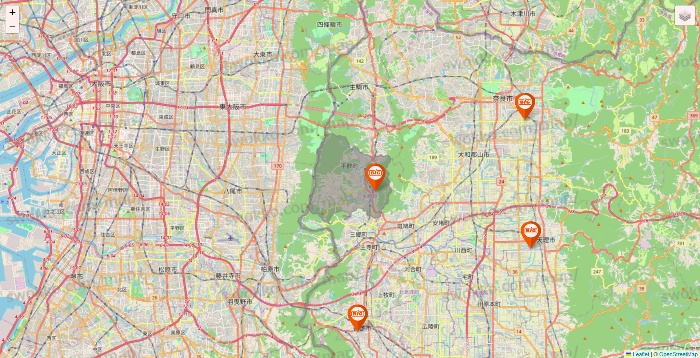 奈良県のザ・ビッグの店舗地図