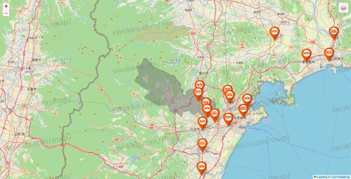 宮城県のザ・ビッグの店舗地図