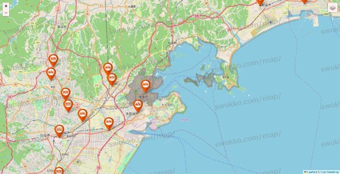 宮城県のザ・ビッグの店舗地図