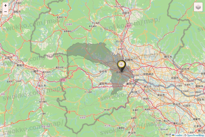 群馬県のTHE PERSONAL GYMの店舗地図