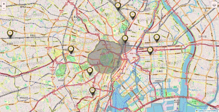 東京都のTHE PERSONAL GYMの店舗地図