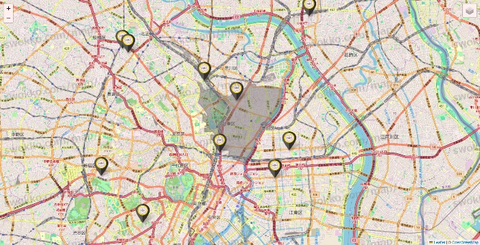 東京都のTHE PERSONAL GYMの店舗地図