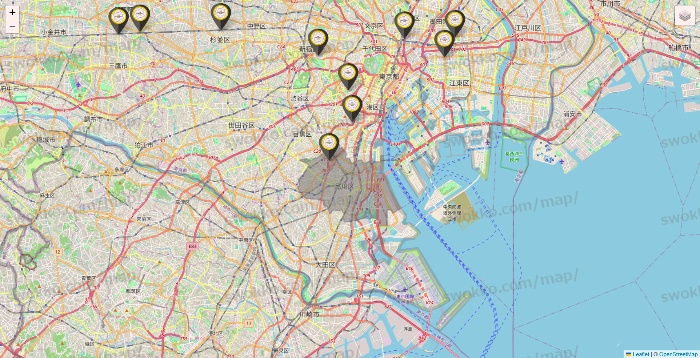東京都のTHE PERSONAL GYMの店舗地図
