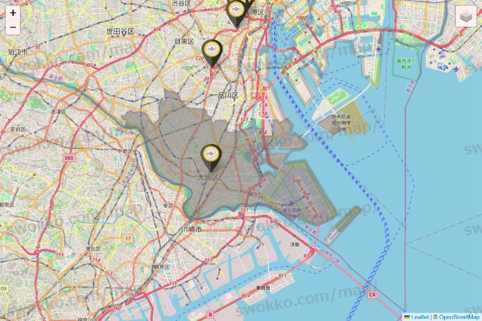 東京都のTHE PERSONAL GYMの店舗地図