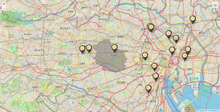 東京都のTHE PERSONAL GYMの店舗地図