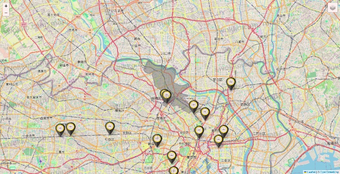 東京都のTHE PERSONAL GYMの店舗地図