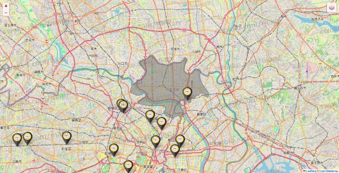 東京都のTHE PERSONAL GYMの店舗地図