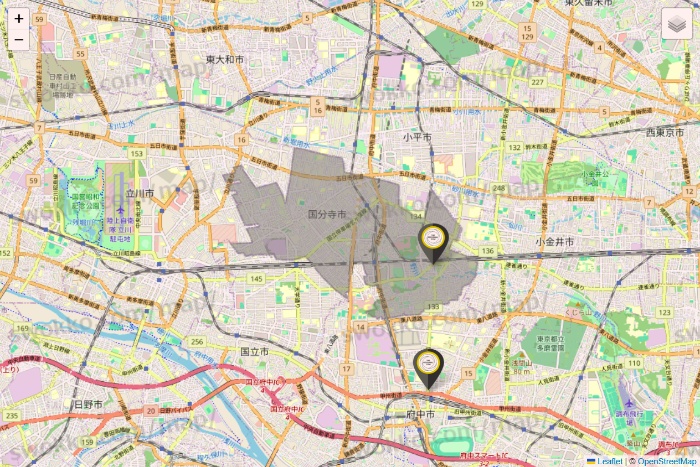 東京都のTHE PERSONAL GYMの店舗地図