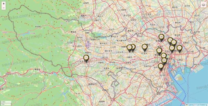 東京都のTHE PERSONAL GYMの店舗地図
