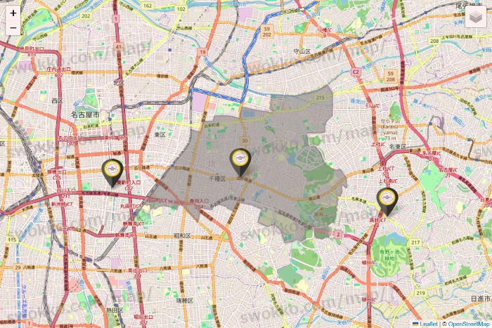 愛知県のTHE PERSONAL GYMの店舗地図