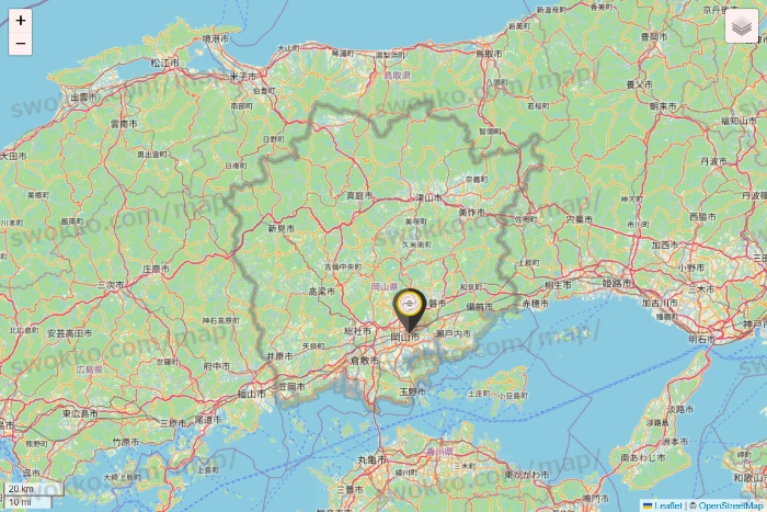 岡山県のTHE PERSONAL GYMの店舗地図