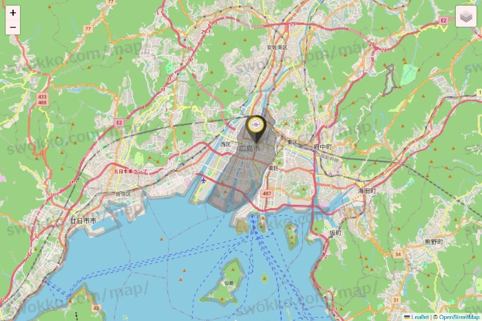 広島県のTHE PERSONAL GYMの店舗地図