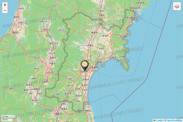 宮城県のTHE PERSONAL GYMの店舗地図