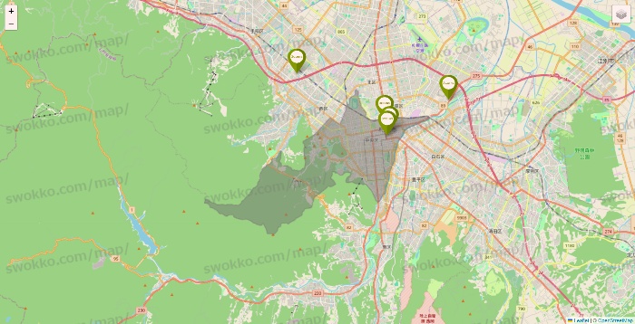 北海道の3COINSの店舗地図
