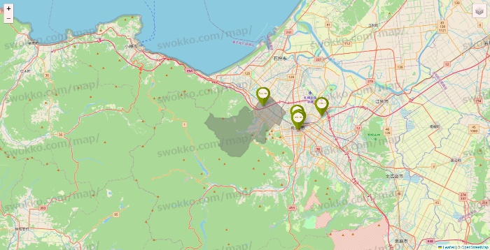 北海道の3COINSの店舗地図