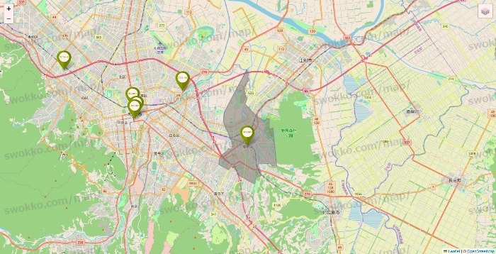 北海道の3COINSの店舗地図