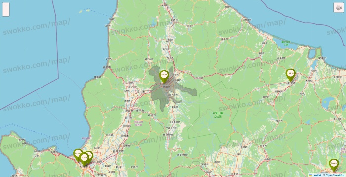 北海道の3COINSの店舗地図