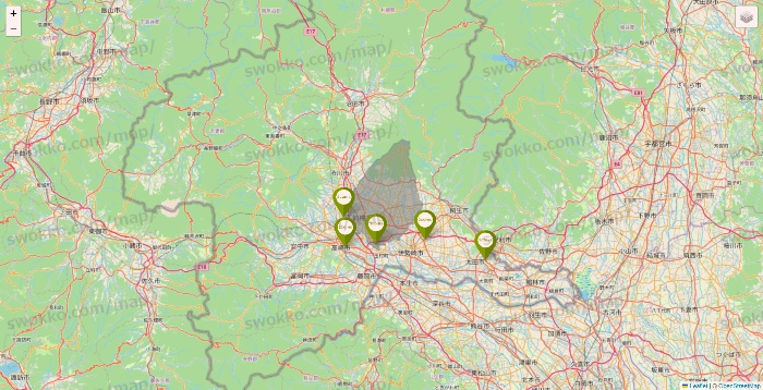 群馬県の3COINSの店舗地図