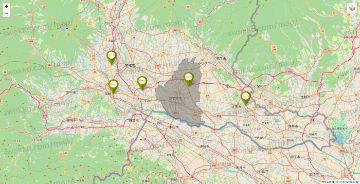 群馬県の3COINSの店舗地図