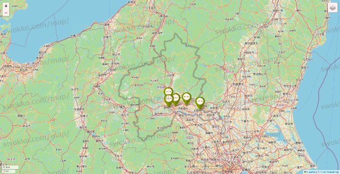 群馬県の3COINSの店舗地図