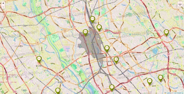 埼玉県の3COINSの店舗地図