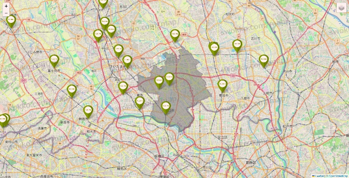 埼玉県の3COINSの店舗地図