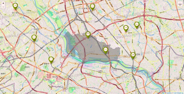 埼玉県の3COINSの店舗地図