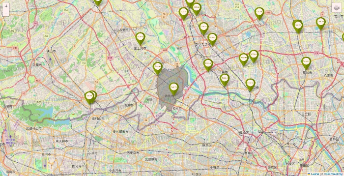 埼玉県の3COINSの店舗地図