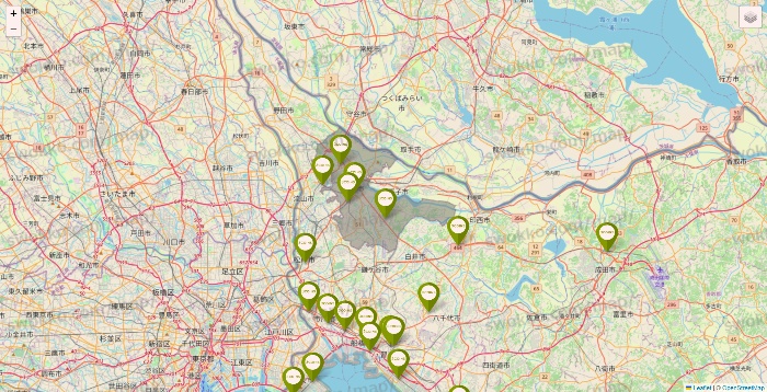 千葉県の3COINSの店舗地図