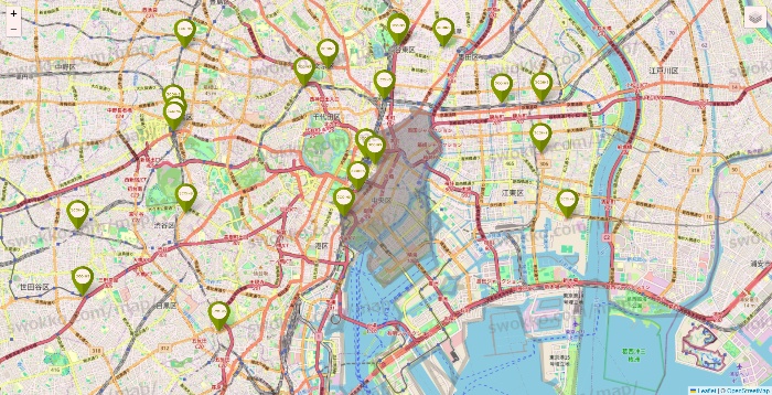 東京都の3COINSの店舗地図