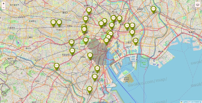 東京都の3COINSの店舗地図