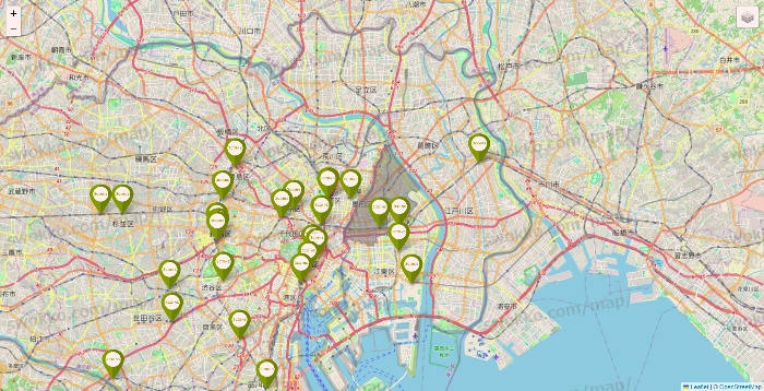 東京都の3COINSの店舗地図