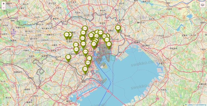 東京都の3COINSの店舗地図